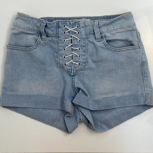 PacSun High-Rise Super Stretch Shortie Shorts Lace Up - Picture 2 of 4